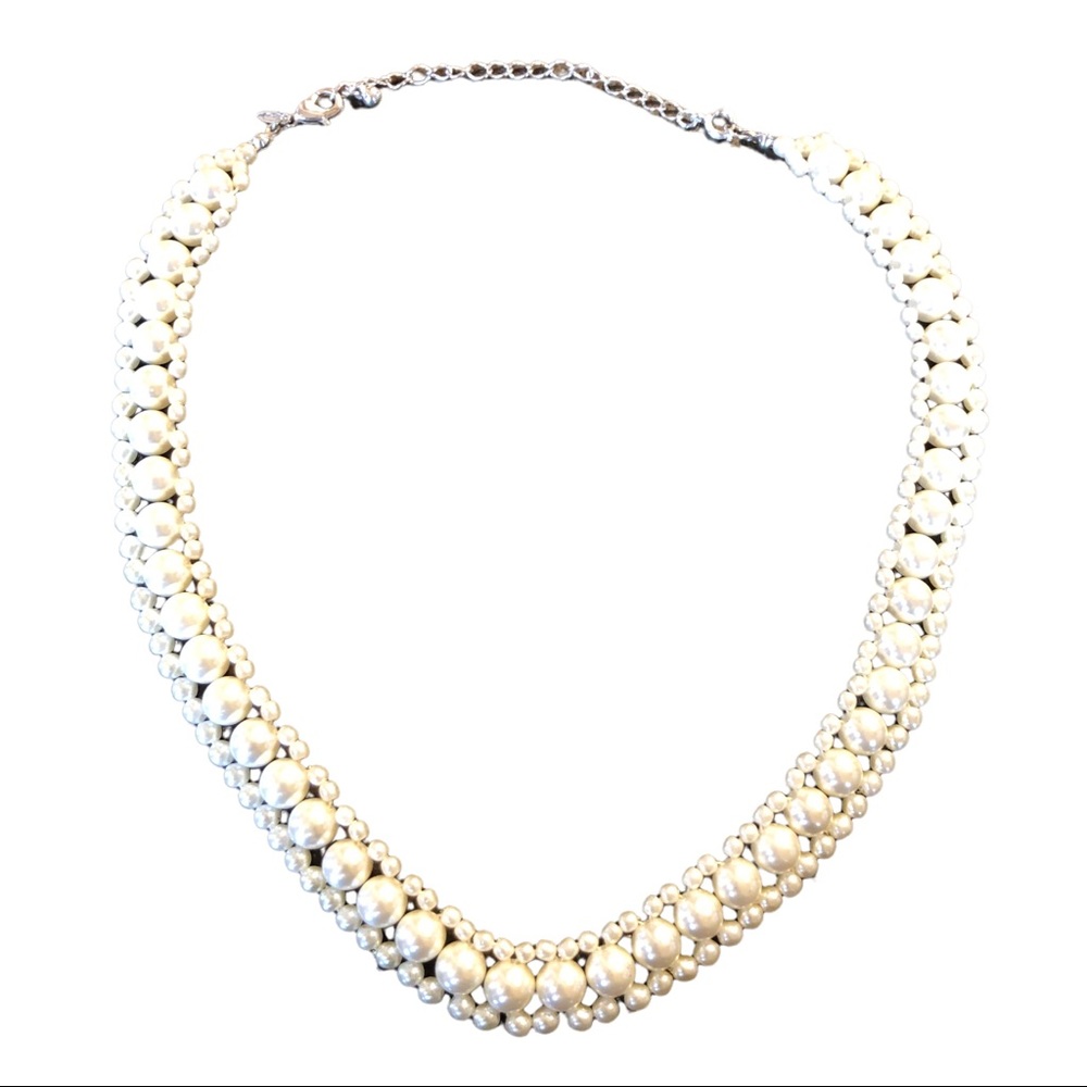 Vintage Faux Pearl SHB Signed Necklace Wedding Jewelry Prom Dance Cruise 16”-20”